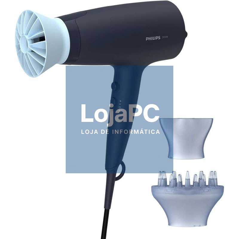 Secador Philips 3000 series BHD360/ 2100W/ Iónico/ Azul/ 3 Acessórios