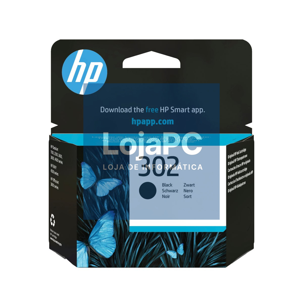 HP 302 original Black Ink cartridge F6U66AE 301Blister