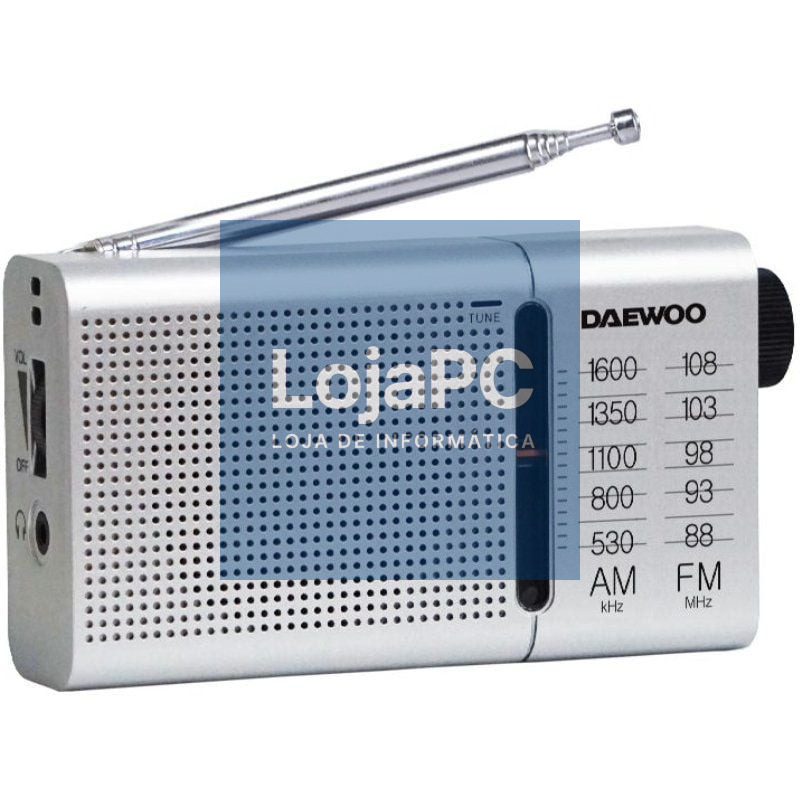 Radio Portátil Daewoo DW1037/ a Pilhas/ Plateada