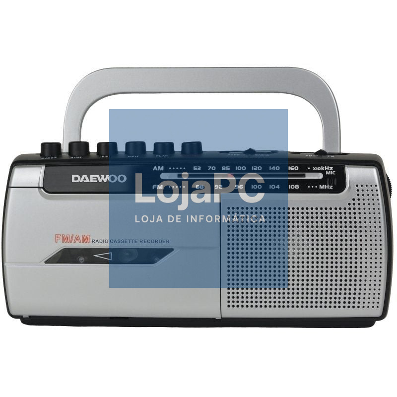 Radio Cassete Daewoo DW1107/ com fio/ a Pilhas/ Preta y Plateada