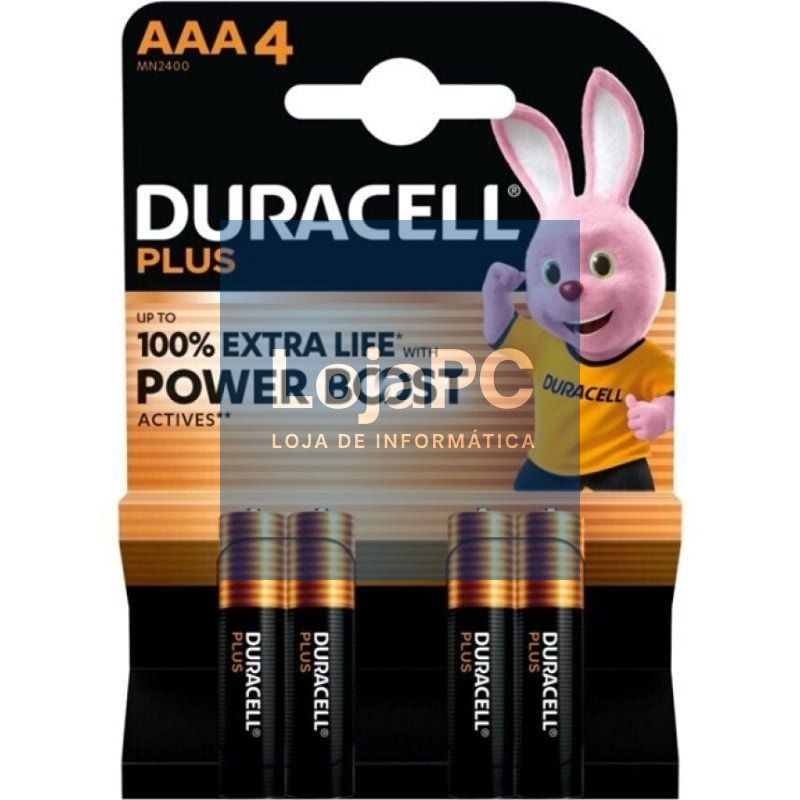 Pack de 4 Pilhas AAA Duracell Plus Power Boost DPBLR3B4/ 1.5V/ Alcalinas
