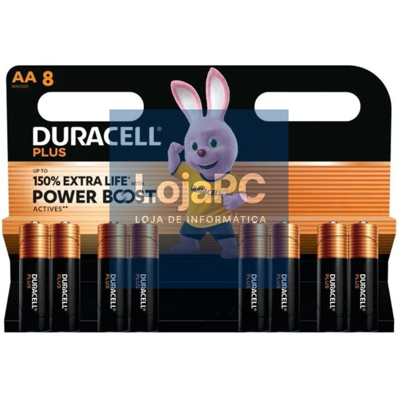 Pack de 8 Pilhas AA Duracell Plus Power Boost DPBLR6B8/ 1.5V/ Alcalinas