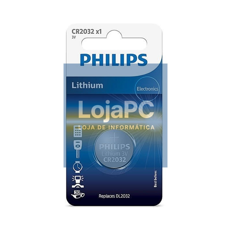 Pilha de Botón Philips CR2032/ 3V