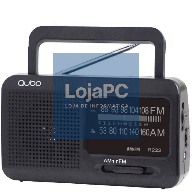Radio Portátil Qubo R-222/ com fio/ a Pilhas/ Preta