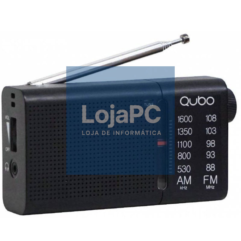Radio Portátil Qubo RS-2/ com fio/ a Pilhas/ Preta