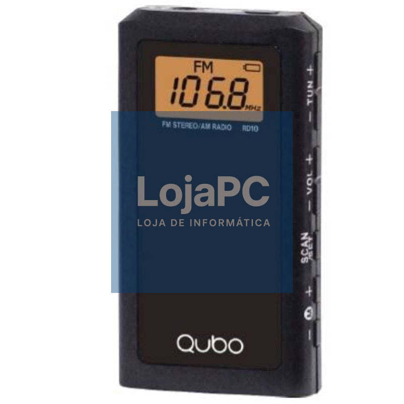 Radio Portátil Qubo RD-10/ com fio/ a Pilhas/ Preta
