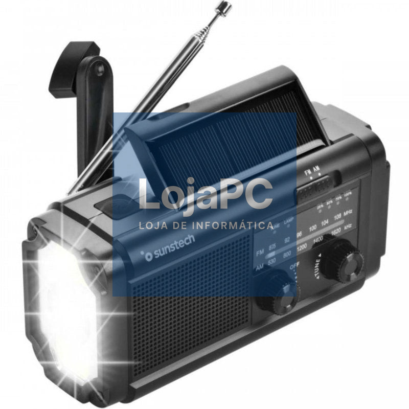 Radio Portátil Sunstech RPE25/ com Bateria/ Linterna/ Preta