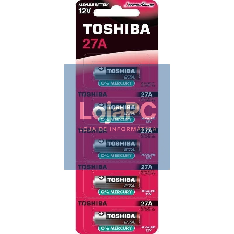 Pack de 5 Pilhas 12V Toshiba 27A/ 12V/ Alcalinas