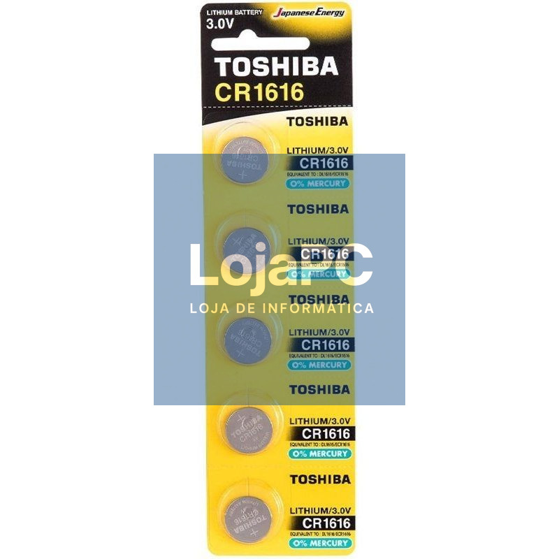 Pack de 5 Pilhas de Botón Toshiba CR1616/ 3V