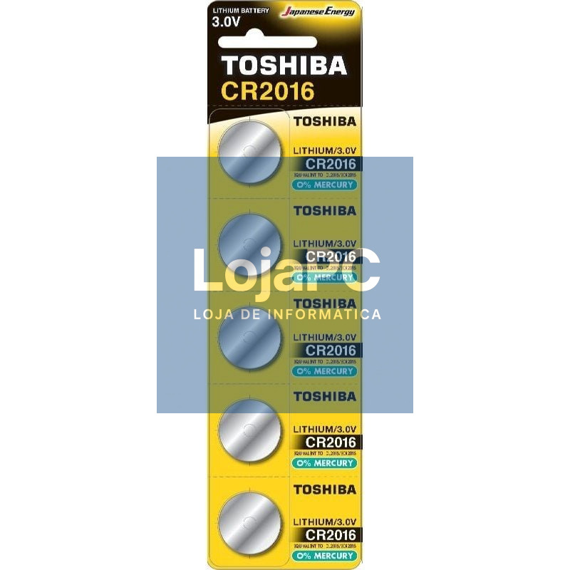 Pack de 5 Pilhas de Botón Toshiba CR2016/ 3V