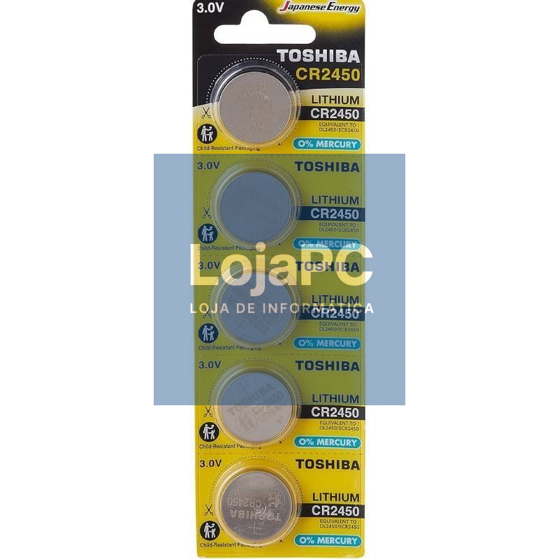 Pack de 5 Pilhas de Botón Toshiba CR2450/ 3V/ Alcalinas