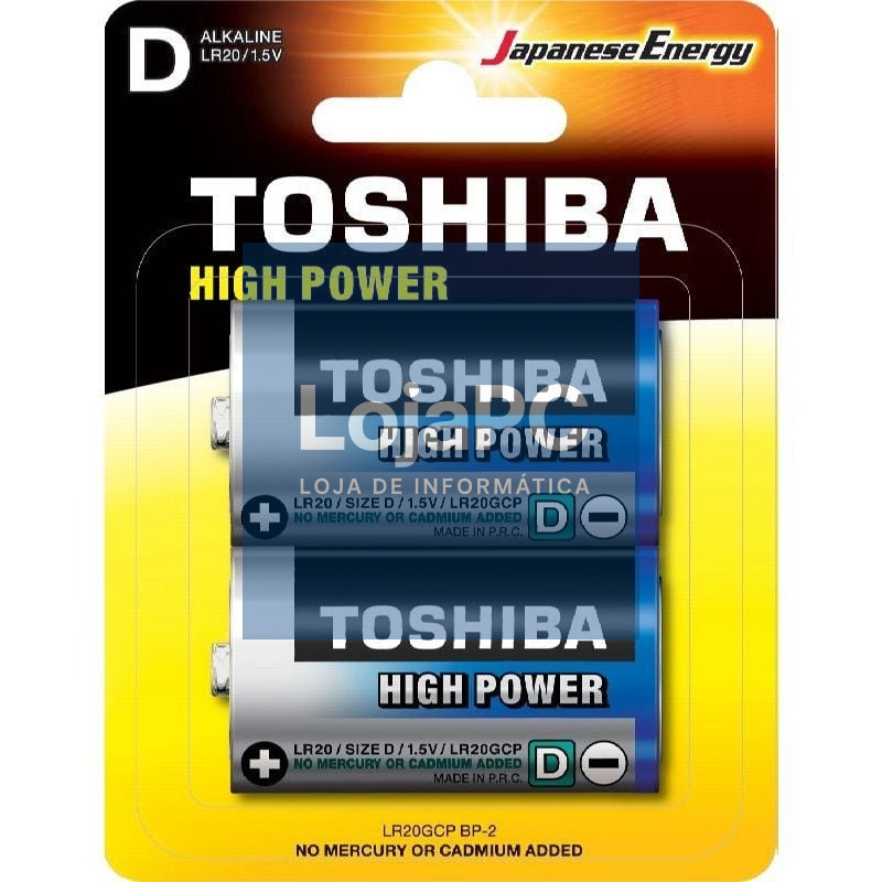 Pack de 2 Pilhas D 2 Toshiba LR20/ 1.5V/ Alcalinas