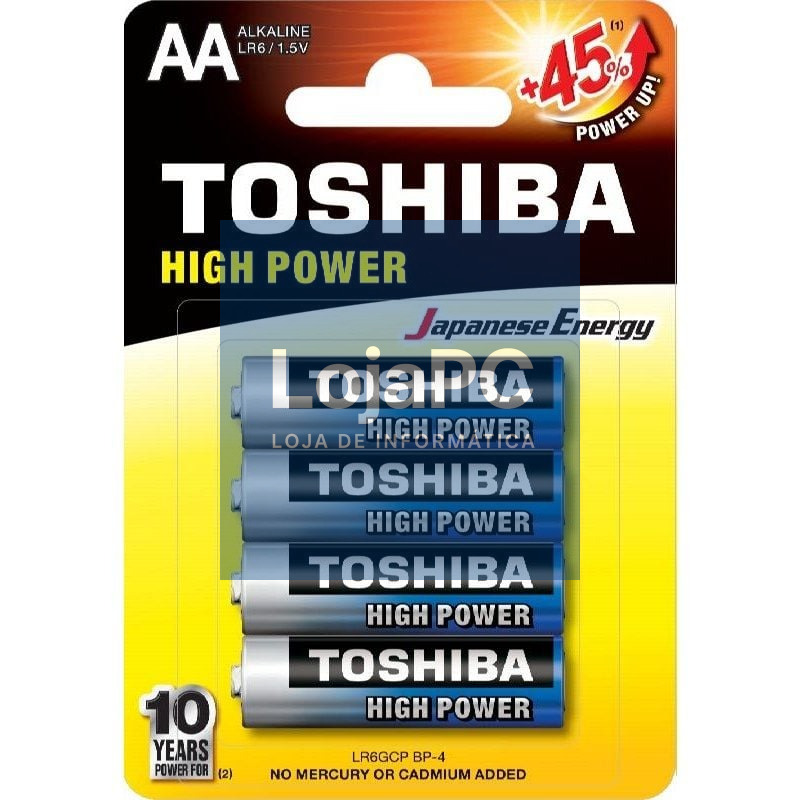 Pack de 4 Pilhas AA Toshiba High Power LR6/ 1.5V/ Alcalinas