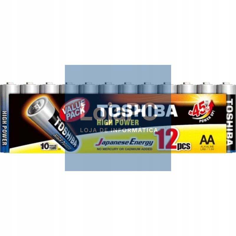 Pack de 12 Pilhas AA Toshiba High Power LR6/ 1.5V/ Alcalinas