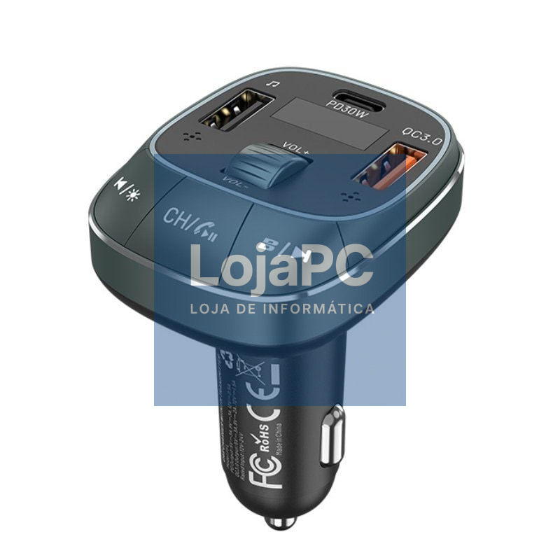 Transmisor FM/ MP3/ Bluetooth Vention FFLB0/ 1xUSB-Tipo C/ 2xUSB/ 30W