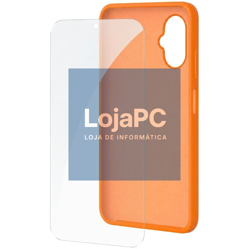Capa Silicona + Película de ecrã de Vidro temperado SPC Wuum One Protection Pack 4354P/ Compatível com SPC Wuum One/ Laranja