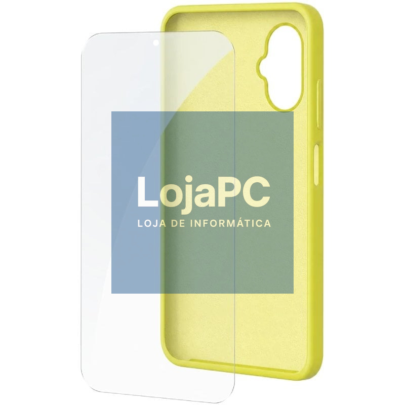 Capa Silicona + Película de ecrã de Vidro temperado SPC Wuum One Protection Pack 4354Y/ Compatível com SPC Wuum One/ Amarilla