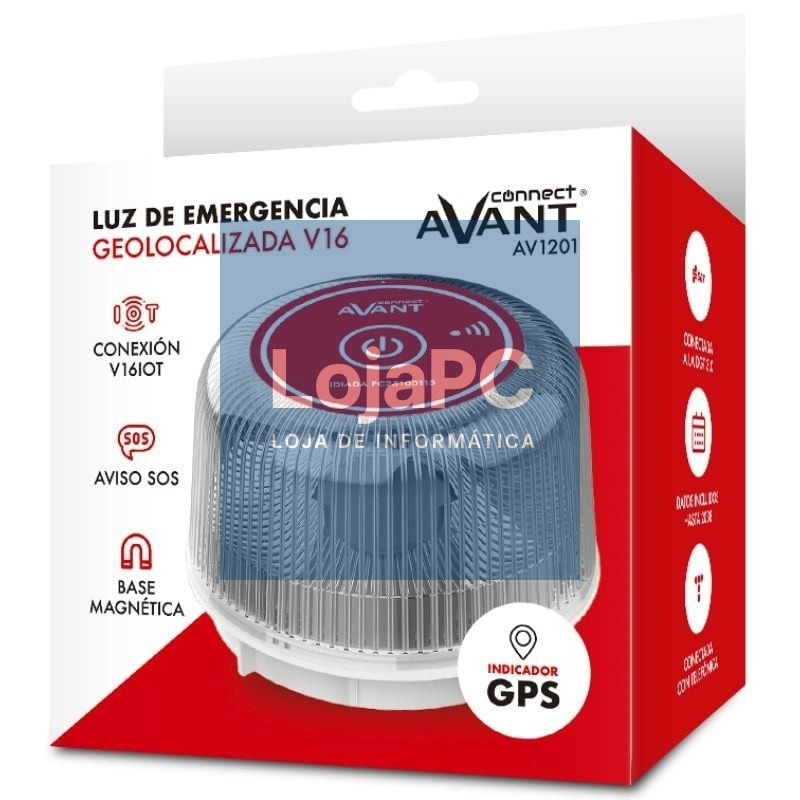 Luz baliza de emergencia para automóvel Avant V16 Connected AV1201/ Homologada/ Base Imantada/ Geolocalizable/ Funciona a Pilhas