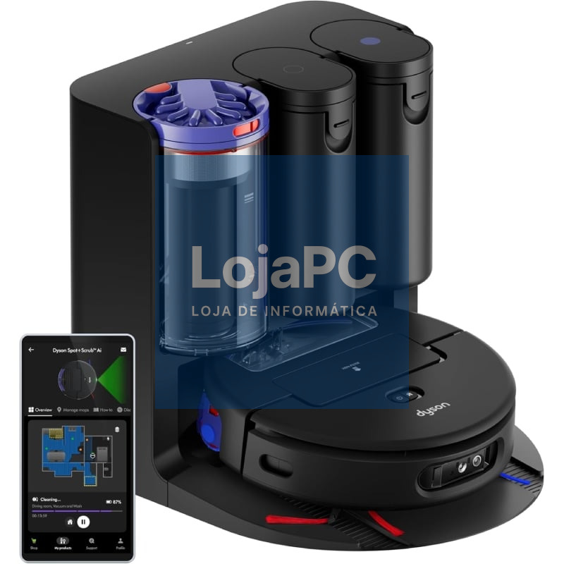 Robot Aspirador Dyson Spot+Scrub AI/ Friegasuelos/ control por WiFi/ Preto