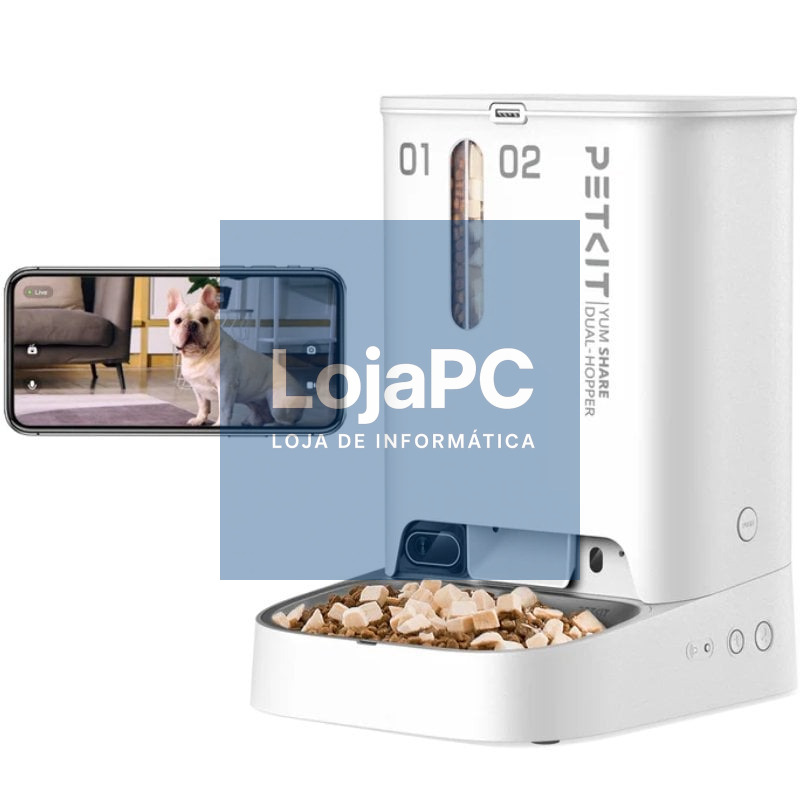 Comedero de mascotas Inteligente PetKit YumShare Dual-Hopper/ Câmara HD/ com Microfone