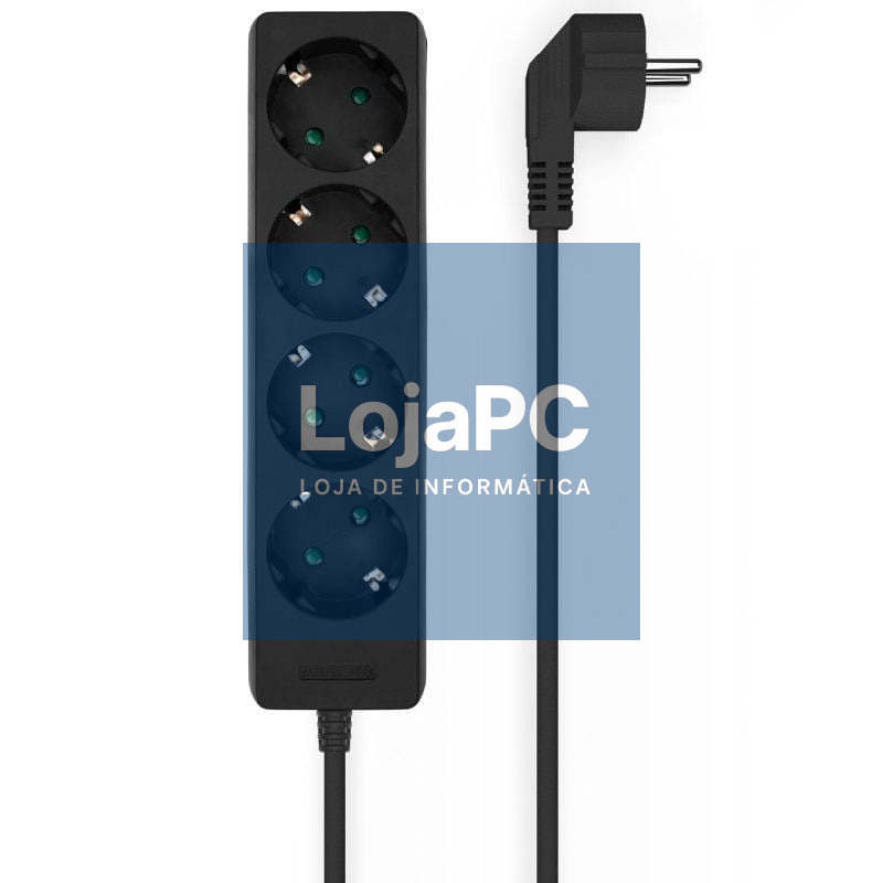 Extensão Aisens A154-0534/ 4 Tomadas de Corrente/ Cabo 1.4m/ Preto