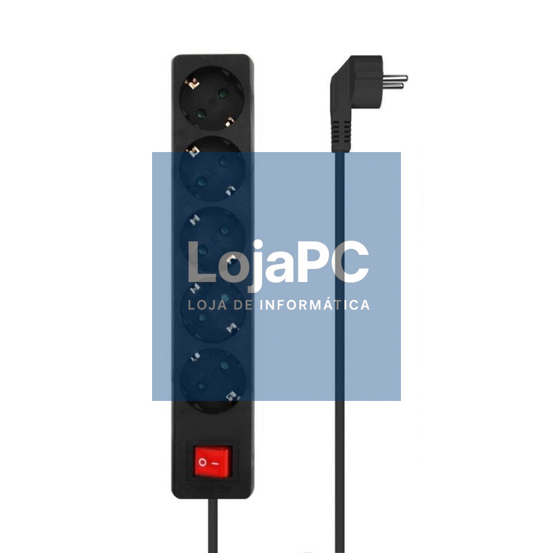 Extensão com Interruptor Aisens A154-0652/ 5 Tomadas de Corrente/ Cabo 1.4m/ Preto