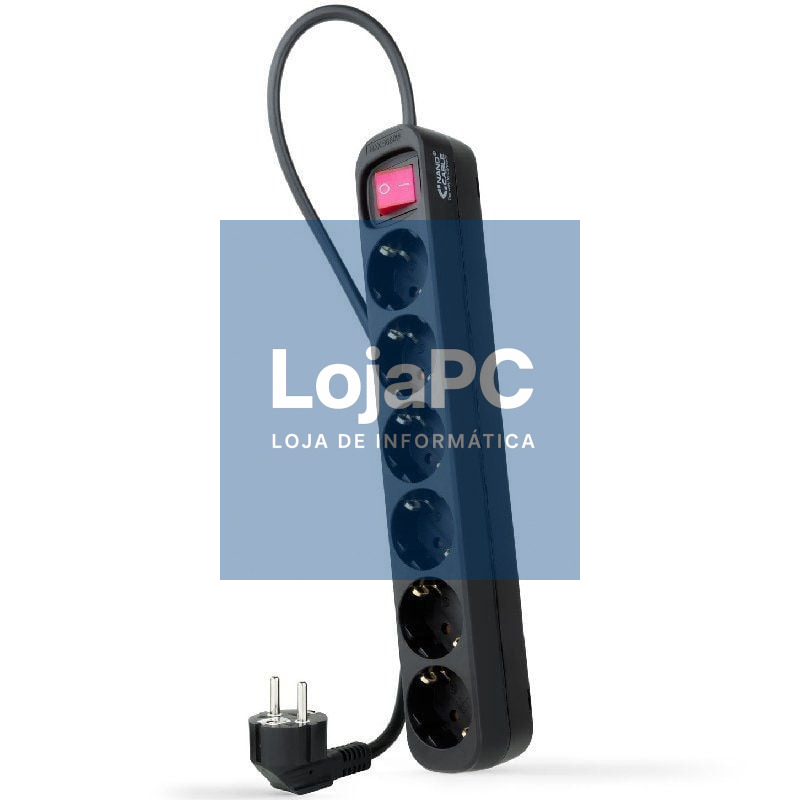 Extensão com Interruptor Nanocable 10.37.0006-BK/ 6 Tomadas de Corrente/ Cabo 1.4m/ Preto