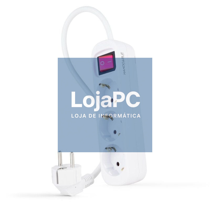 Extensão com Interruptor Nanocable 10.38.0003/ 3 Tomadas de Corrente/ Cabo 1.4m/ Branca