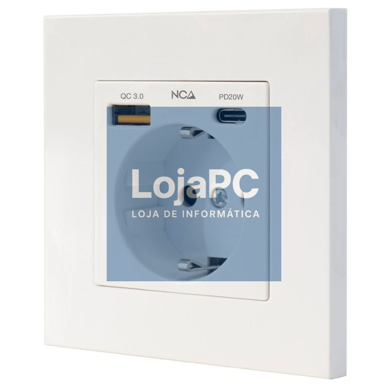 Roseta de Parede Nanocable 10 35 0011/ 1 Schuko/ 1 USB Tipo-C/ 1 USB