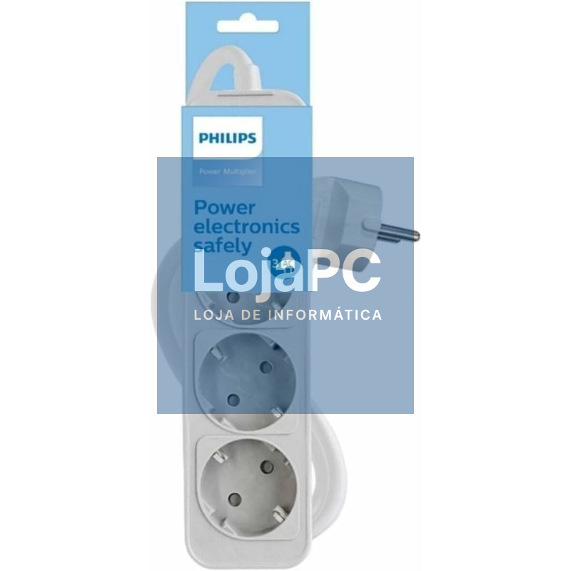 Extensão com Interruptor Philips CHP2134W/12/ 3 Tomadas de corrente/ Cabo 1.5m/ Branco