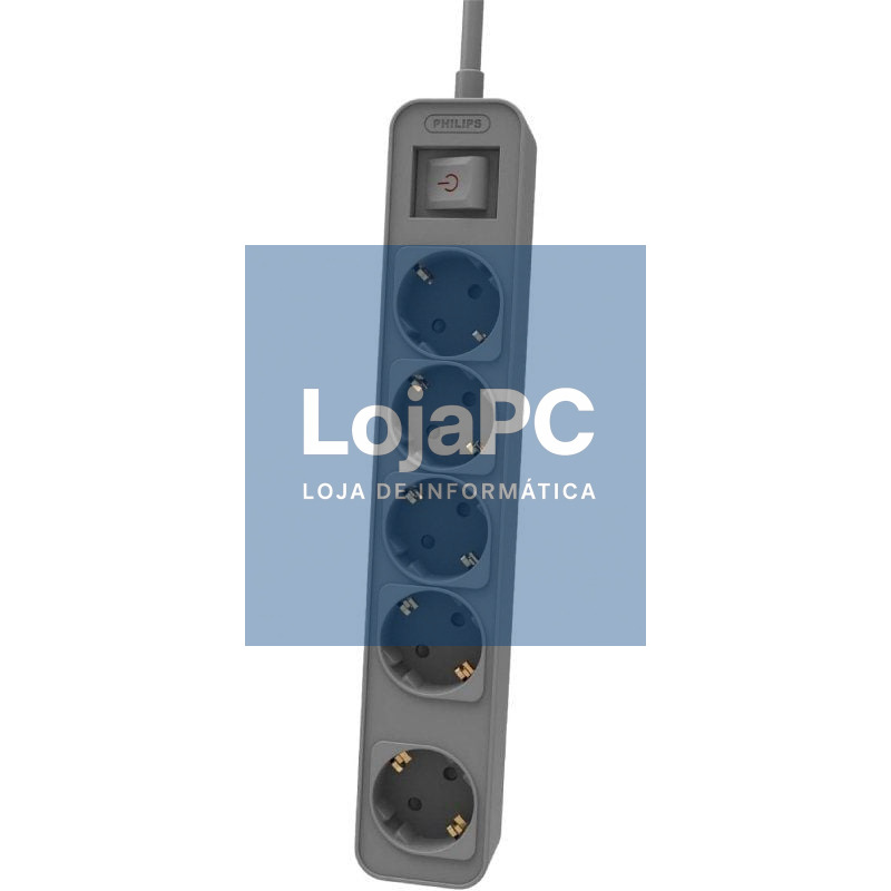 Extensão com Interruptor Philips CHP2154G/12 5 Tomadas de corrente/ Cabo 1.5m/ Cinzento
