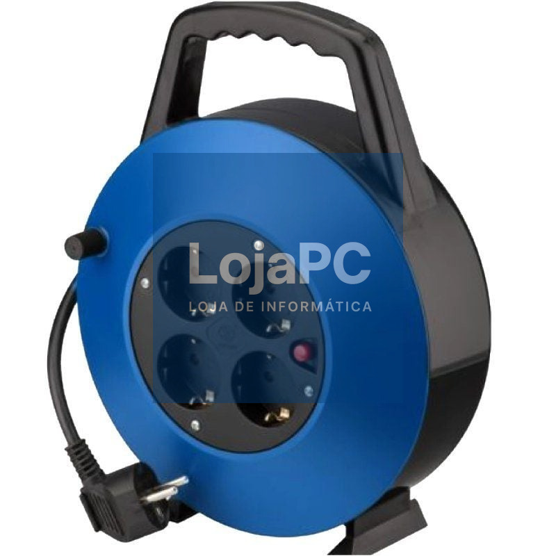 Extensão enrollable Phasak BN 3411/ 4 Tomadas de Corrente/ Cabo 10m/ Azul