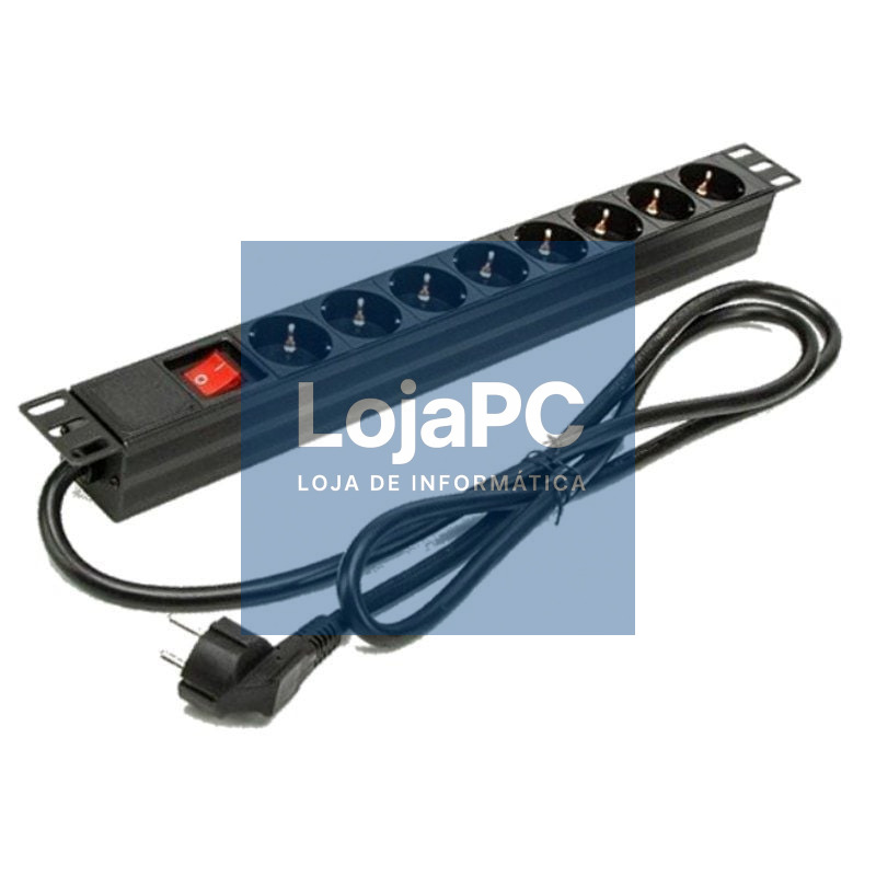 Extensão com Interruptor Phasak BNS 1518/ 8 Tomadas de Corrente/ Cabo 1.5m/ Preto