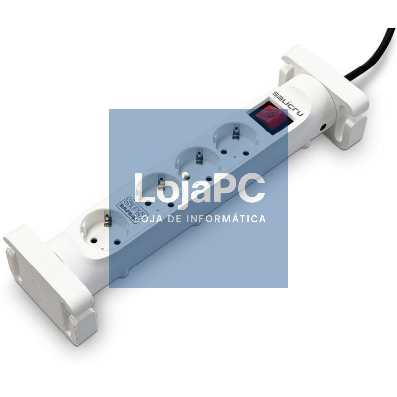 Extensão com interruptor Salicru SAFE 4S/ 4 Tomadas de corrente/ Cabo 1.4m/ Branca