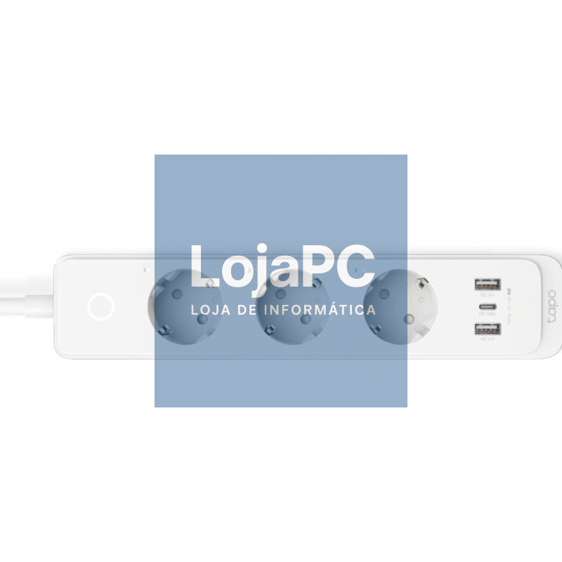 Extensão Inteligente TP-Link Tapo P300/ 3 Tomadas de corrente/ 2 USB Tipo-A/ 1 USB Tipo-C/ WiFi/ Branca