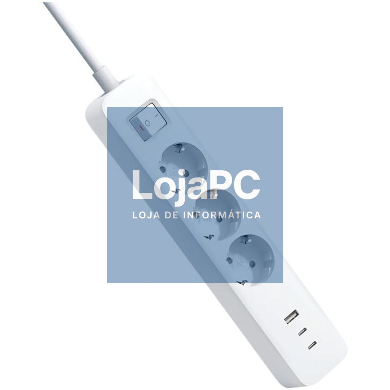 Extensão com Interruptor Xiaomi 20W Power Strip/ 3 Tomadas de Corrente/ 1 USB/ 2 USB Tipo-C/ Cabo 1.4m/ Branca