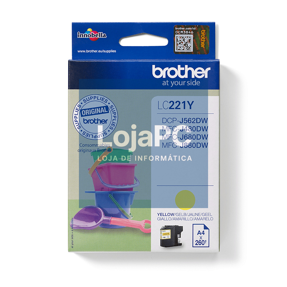 BROTHER LC221Y ink yellow 260 pages DCPJ562 MFCJ480 MFCJ880