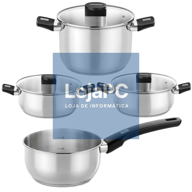 Pack Bateria de Cocina Elite Monix M240001/ Cazo Ø14cm/ Ollas Ø24cm/ Cacerolas Ø20 - 24cm/ Acero Inoxidable/ Apta para Inducción
