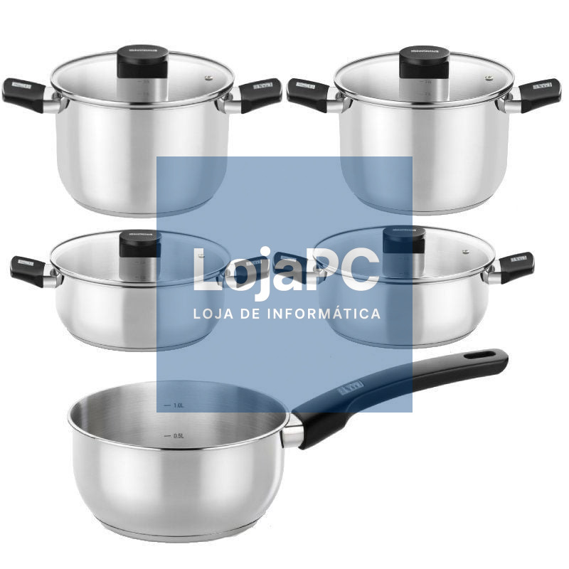 Pack Bateria de Cocina Elite Monix M240002/ Cazo Ø14cm/ Ollas Ø20 - 24cm/ Cacerolas Ø20 - 24cm/ Acero Inoxidable/ Apta para Inducción