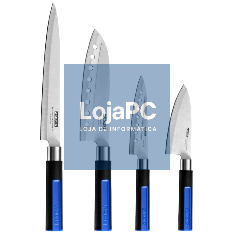 Pack 6 Piezas Monix Solid+ M355003/ 4 Cuchillos Santoku/ 1 Tijeras Solid Pro/ 1 Tacoma Organizadora