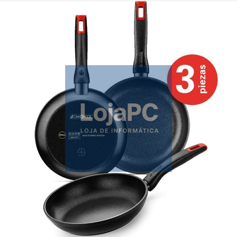 Pack 3 Sartenes Monix Hermanos Torres M240000/ Ø18cm/ Ø22cm/ Ø26cm/ Alumínio forjado/ Apta para Inducción