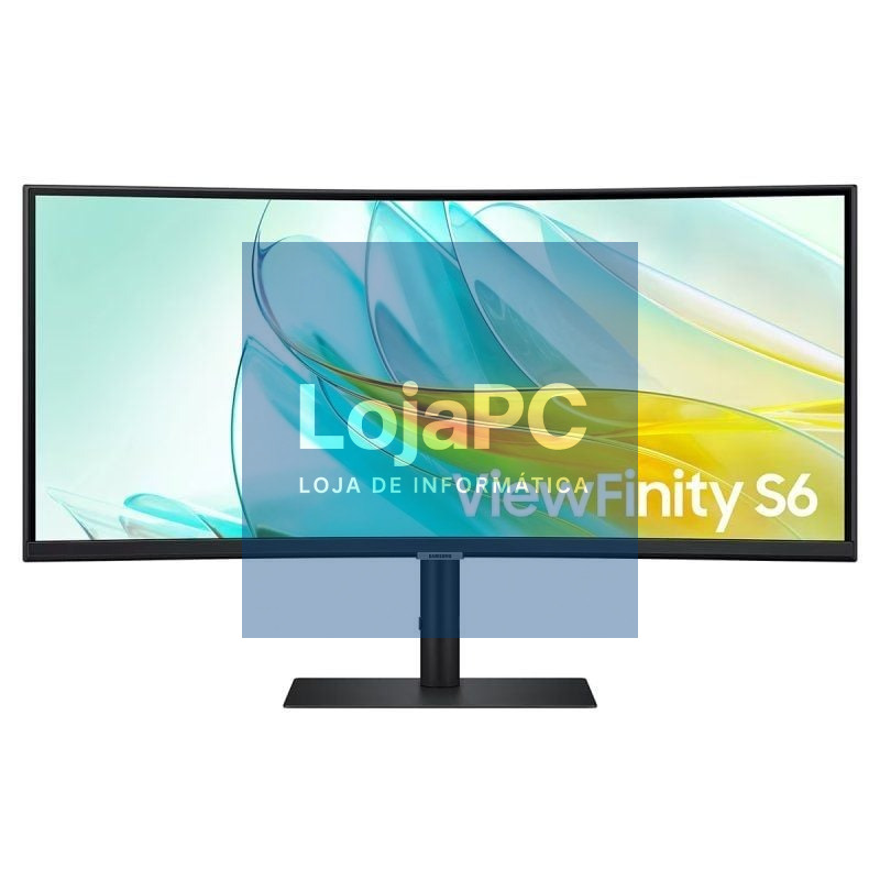 Monitor Profissional Ultrapanorámico Curvo Samsung ViewFinity S6 S34C652UAU 34'/ UWQHD/ Multimedia/ Regulável en Altura/ Preto