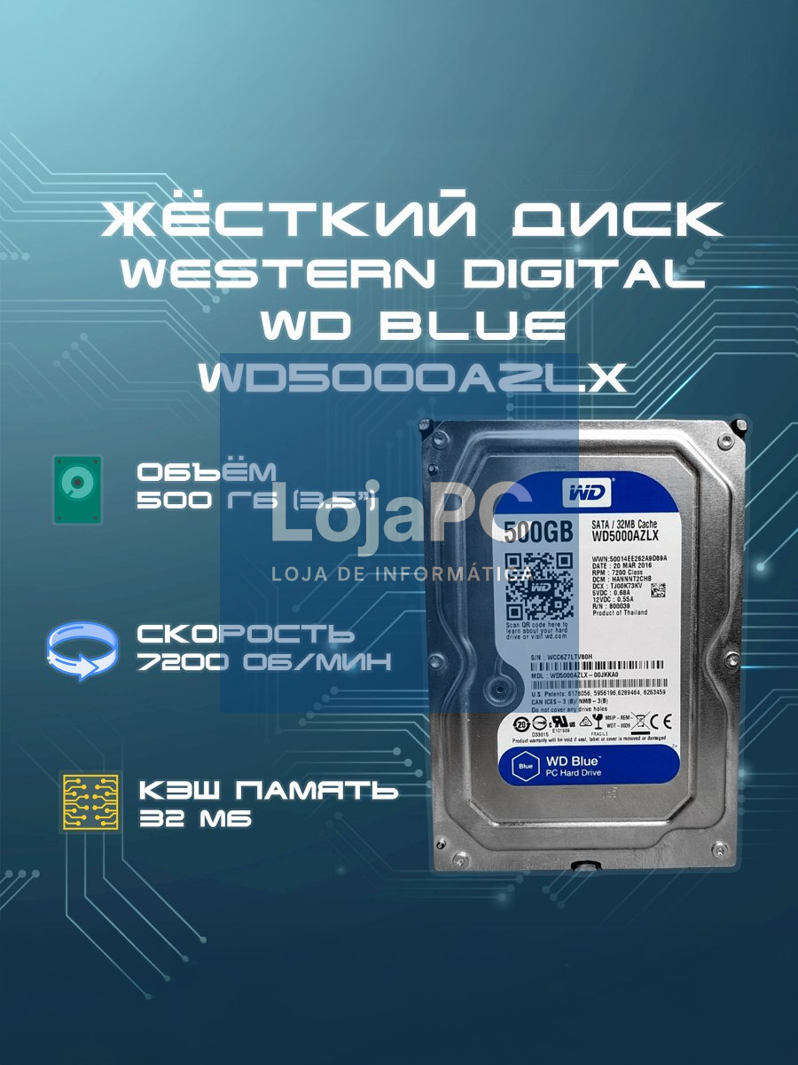 WD Blue 500GB SATA 6Gb/s HDD internal 3.5inch serial ATA 32MB cache 7200RPM RoHS compliant Bulk