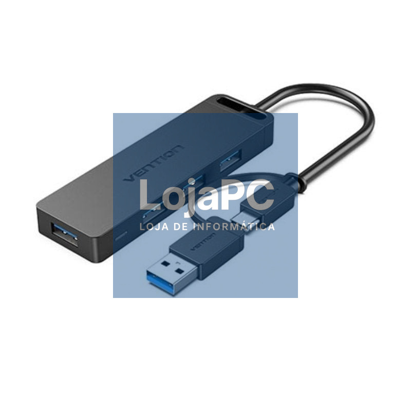 Hub USB 3.0 y Tipo-C Vention CHTBB/ 4xUSB/ USB Tipo-C PD