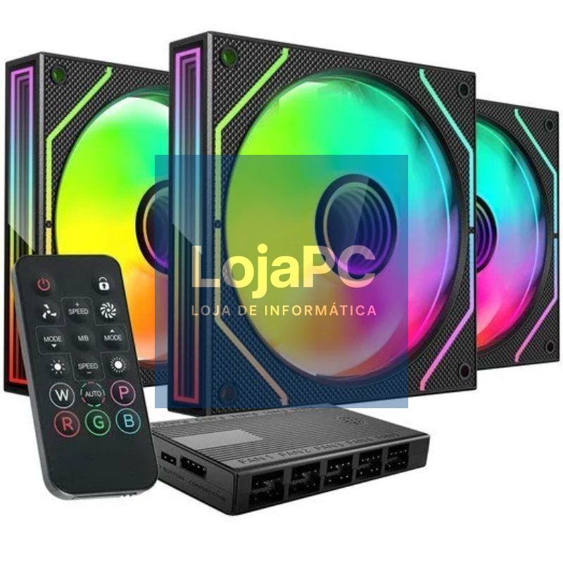 Pack 3 Ventoinhas Mars Gaming MF-3DPROKIT/ 12cm + HUB + Comando/ ARGB