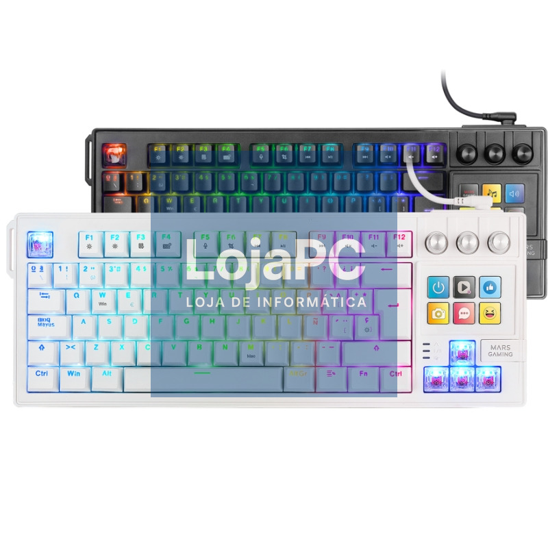 Teclado Gaming Mecânico Mars Gaming MK-MASTER/ Switch Vermelho/ Branco/ inclui SmartDeck
