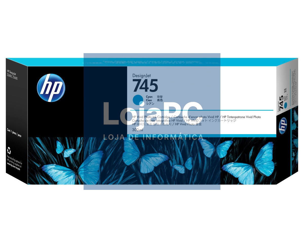 HP 745 original Ink cartridge F9K03A Cyan 300 ml