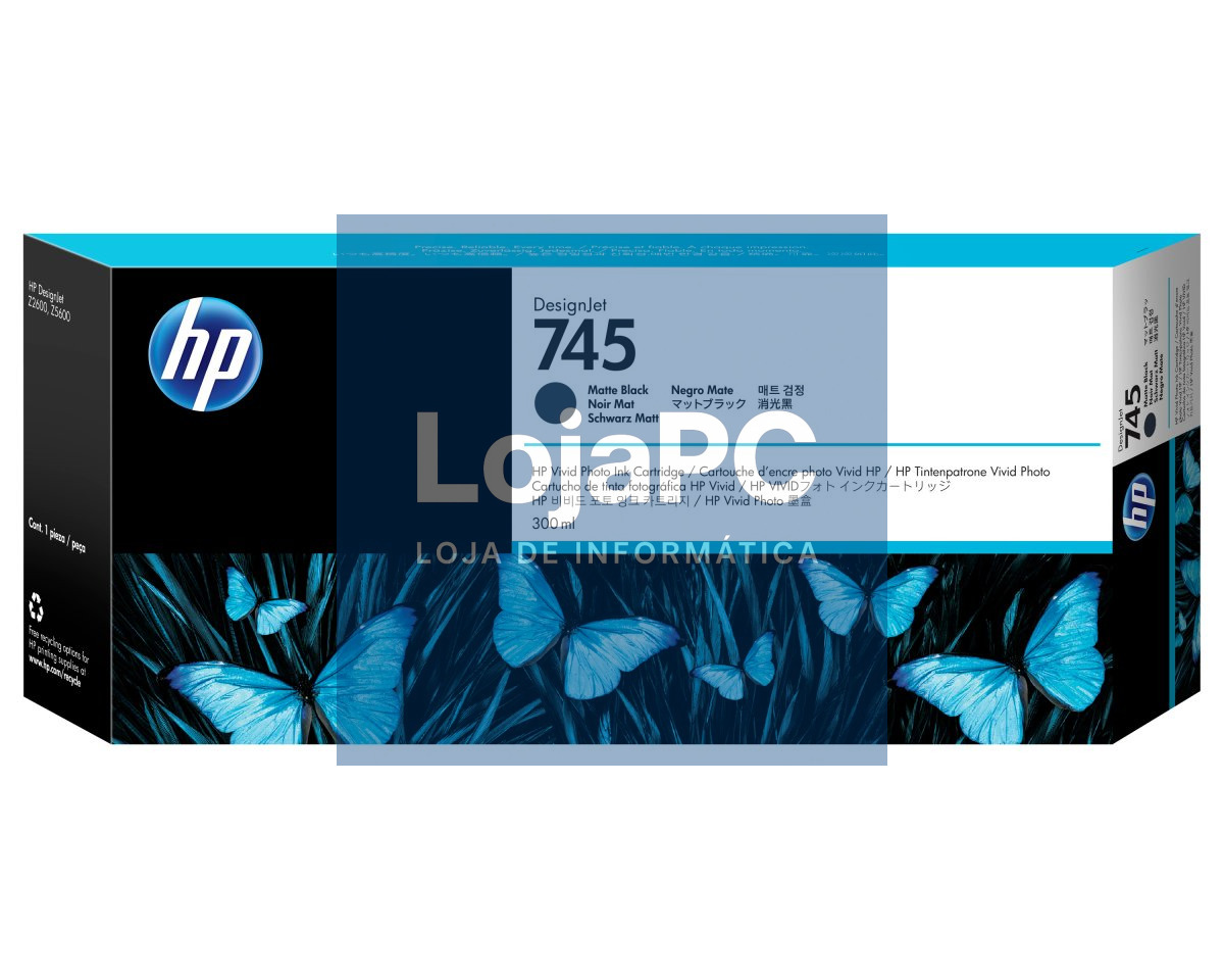 HP 745 original Ink cartridge F9K05A Matte Black 300 ml