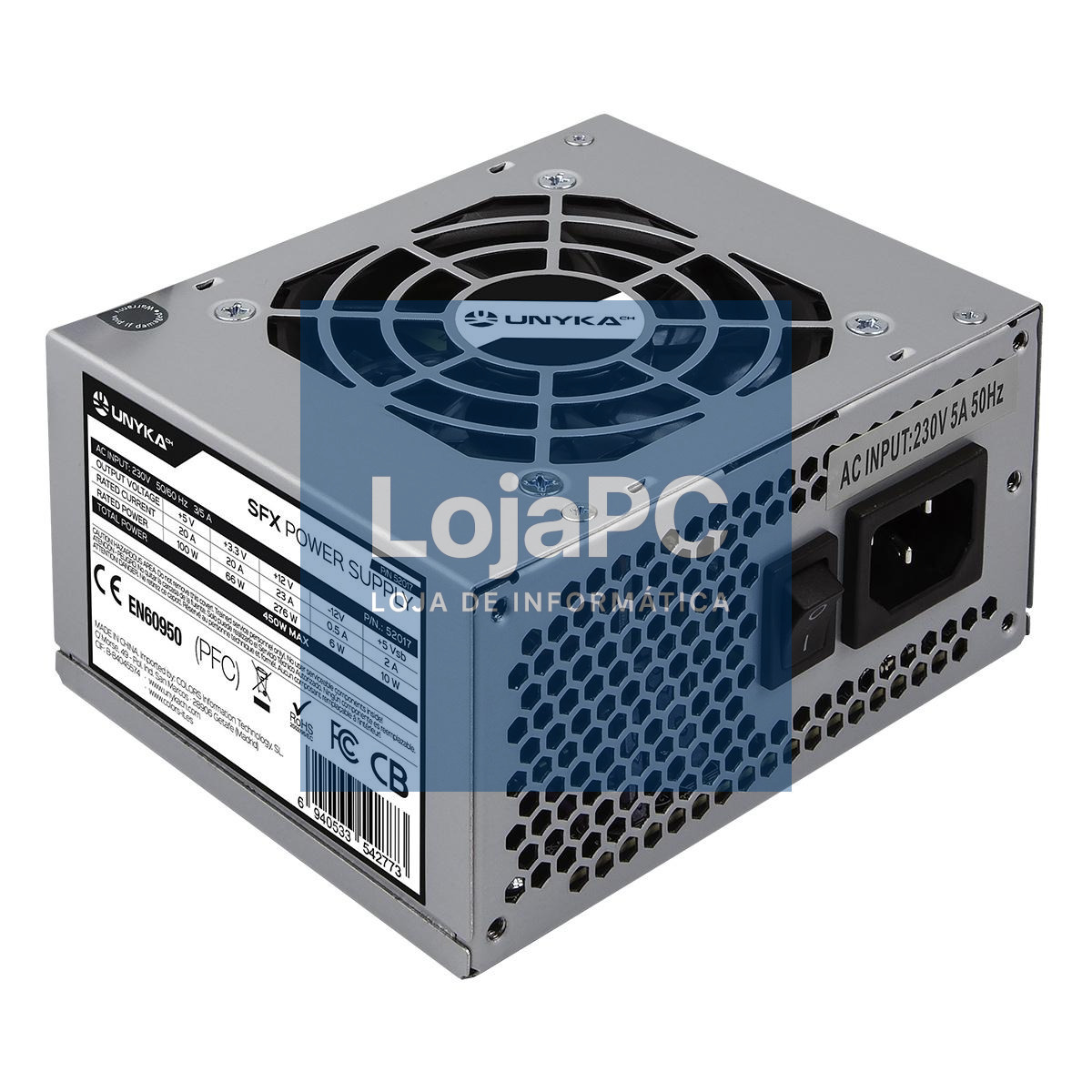 UNYKAch Fonte de Alimentação SFX 450W 100mm x 125mm x 65mm