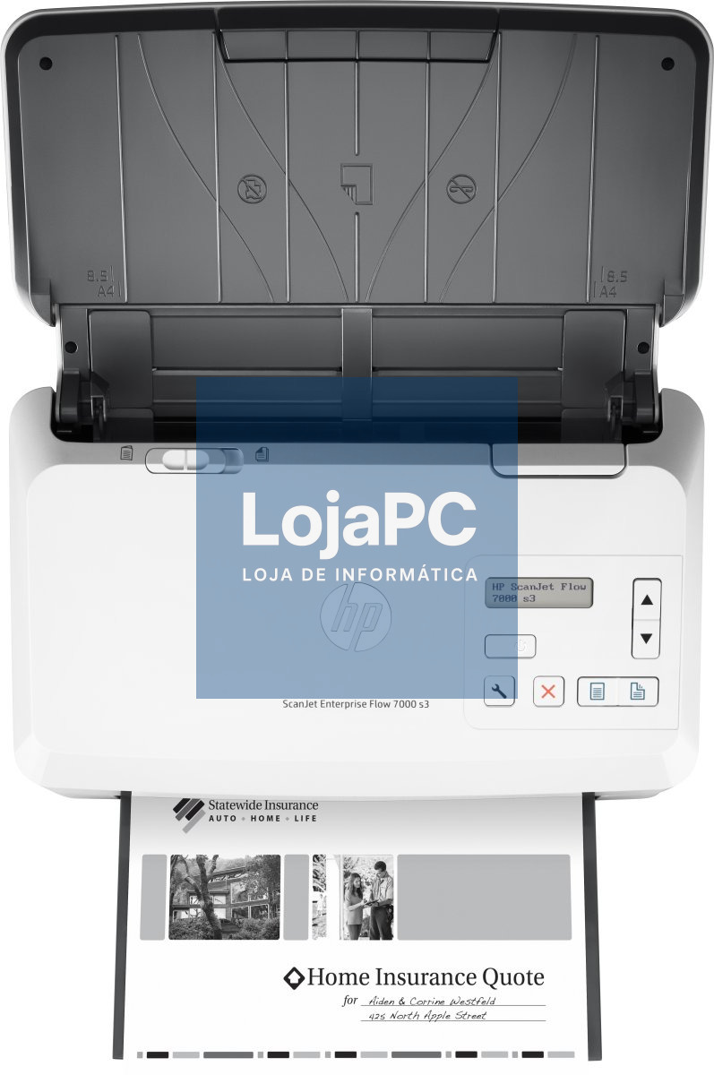 HP ScanJet Enterprise Flow 7000 s3 Sheet-feed Document scanner Duplex 216x3100mm 600dpix600dpi 75ppm ADF 80sheets 7500scans USB